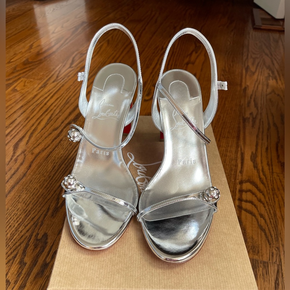 Christian Louboutin Atmospheria mirrored leather sandals Brand New